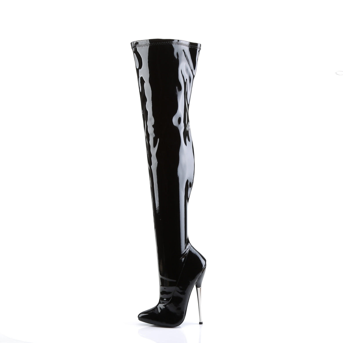 DAGGER-3000 Devious Heels Black Stretch Patent Single Soles [Fetish Heels]