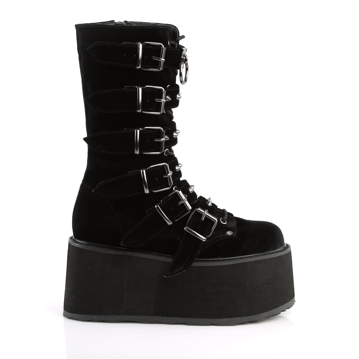 damned 225 Alternative Chunky Boots demonia womens mid calf knee high boots blk vegan leather