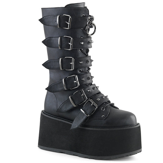 DAMNED-225 Alternative Footwear Demonia Women's Mid-Calf & Knee High Boots Blk Vegan Leather