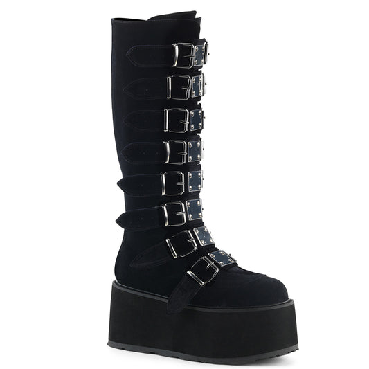 DAMNED-318 Alternative Footwear Demonia Women's Mid-Calf & Knee High Boots Blk Velvet