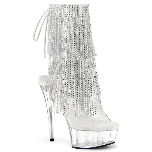 DELIGHT-1017RSF Pleaser Clear-Silver/Clear Platform Shoes [Sexy Ankle Boots]