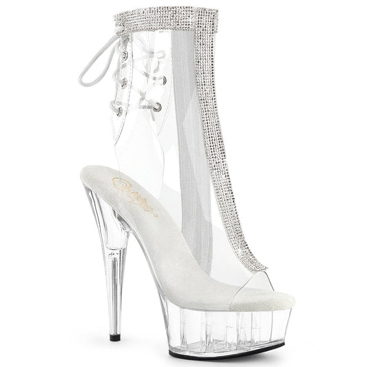 DELIGHT-1018C-2RS Pleaser Clear-Rhinestones/Clear Platform Shoes [Sexy Ankle Boots]