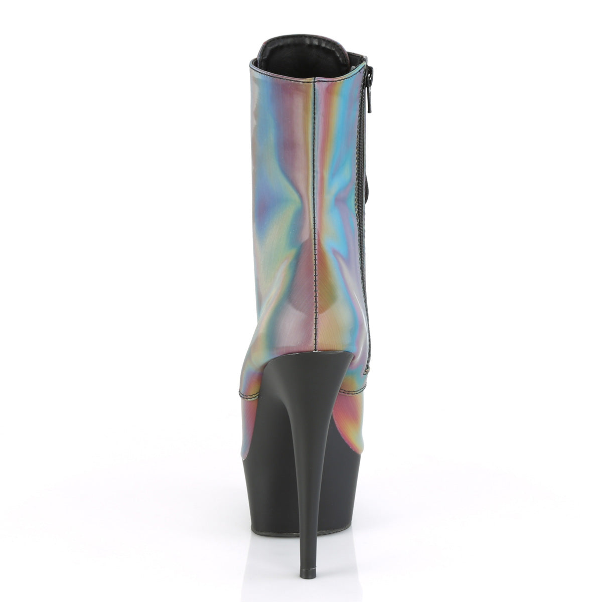 DELIGHT-1020REFL Pleaser Rainbow Reflective/Black Matte Platform Shoes [Sexy Ankle Boots]