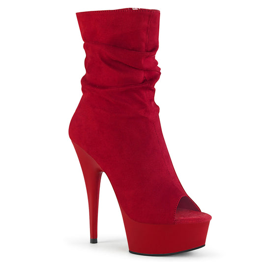 DELIGHT-1031 Strippers Heels Pleaser Platforms (Exotic Dancing) Red Faux Suede/Red Matte