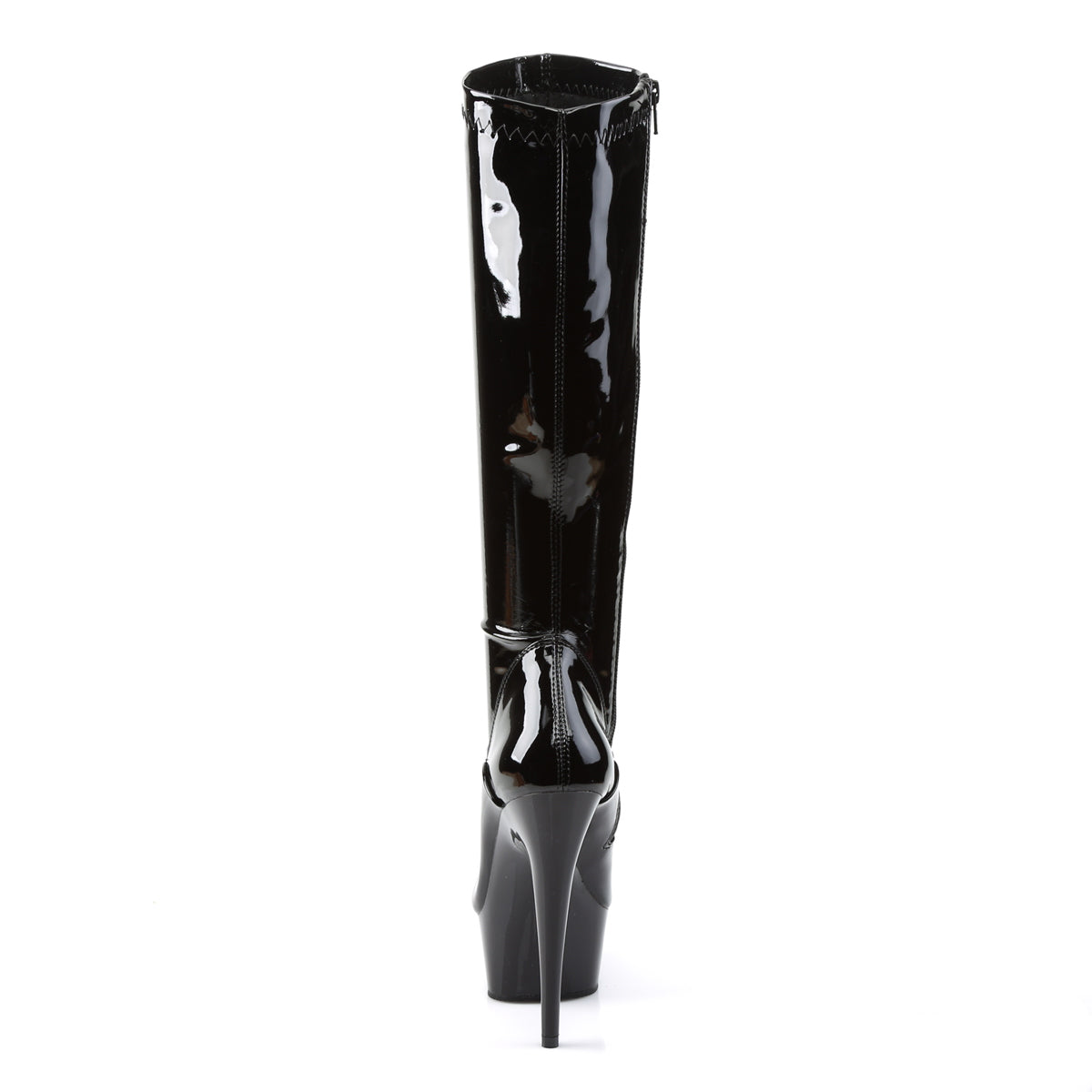 DELIGHT-2000 Pleaser Black Stretch Patent/Black Platform Shoes [Sexy Knee High Boots]