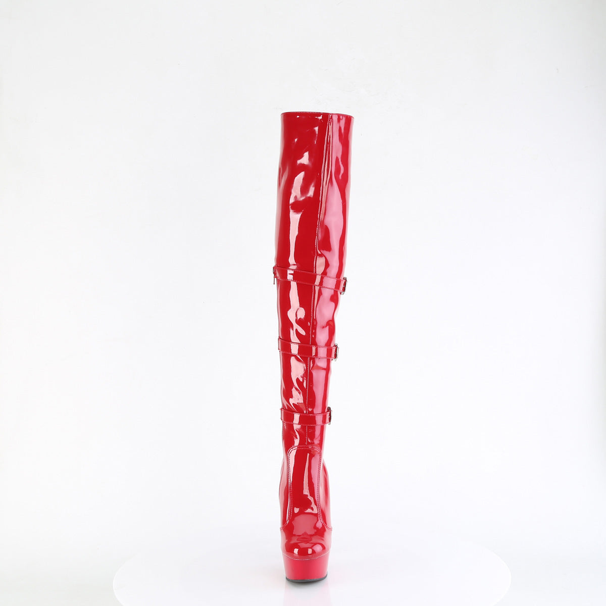 DELIGHT-3018 Pleaser Red Stretch Patent/Red Platform Shoes [Thigh High Boots]