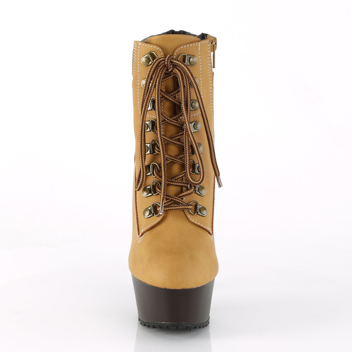 DELIGHT-600TL-02 Pleaser Tan Nubuck Faux Leather/Dark Brown Matte Platform Shoes [Exotic Dance Shoes]