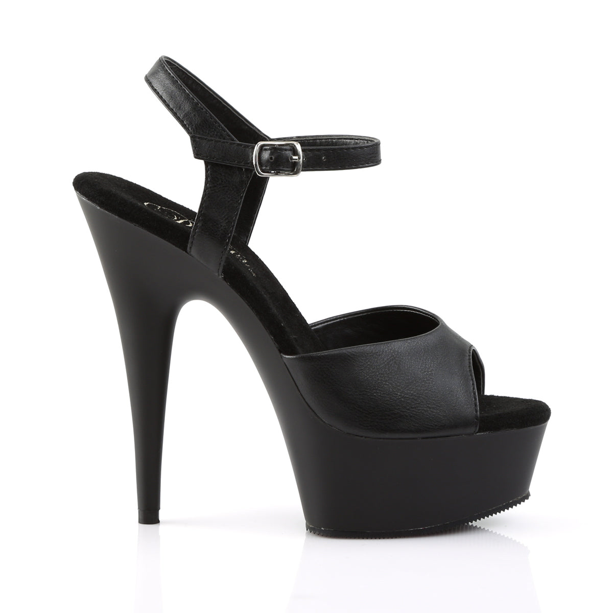 DELIGHT-609 Pleaser Black Faux Leather Sexy Platform Shoes (Pole Dancing Heels)