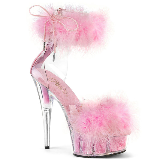DELIGHT-624F Pleaser Clear-B Pink Fur Platform Shoes [Exotic Dance Shoes]