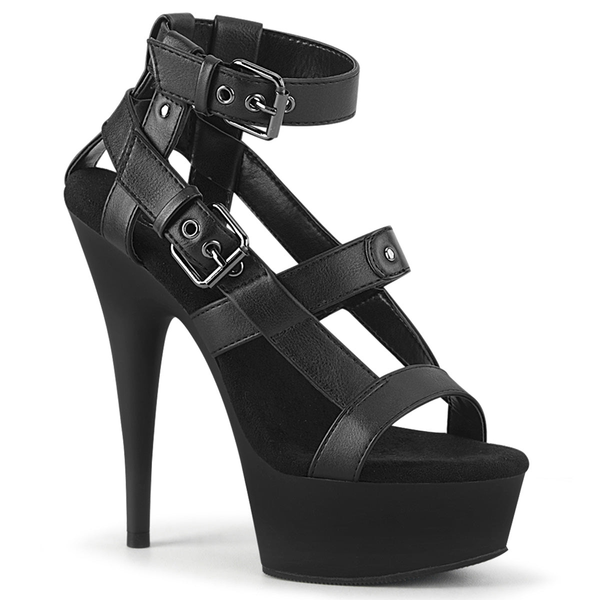 DELIGHT-637 Pleaser Black Faux Leather/Black Matte Platform Shoes [Sexy  Shoes]