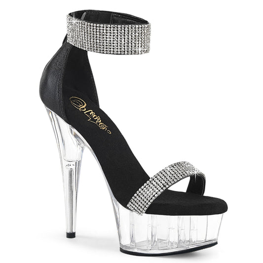 DELIGHT-641 Pleaser Black Shimmery Fabric/Clear Platform Shoes [Exotic Dance Shoes]