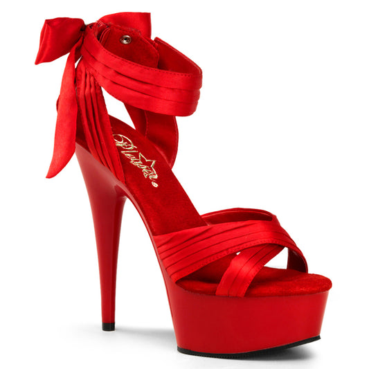 DELIGHT-668 Strippers Heels Pleaser Platforms (Exotic Dancing) Red Satin/Red