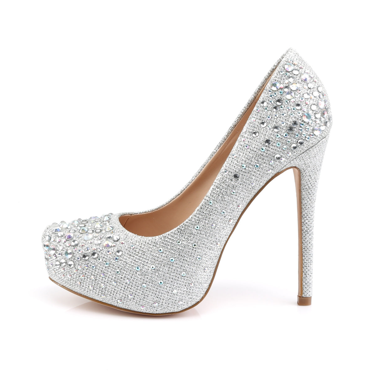 DESTINY-06R Fabulicious Silver Glitter Mesh Fabric Shoes [Sexy Shoes]