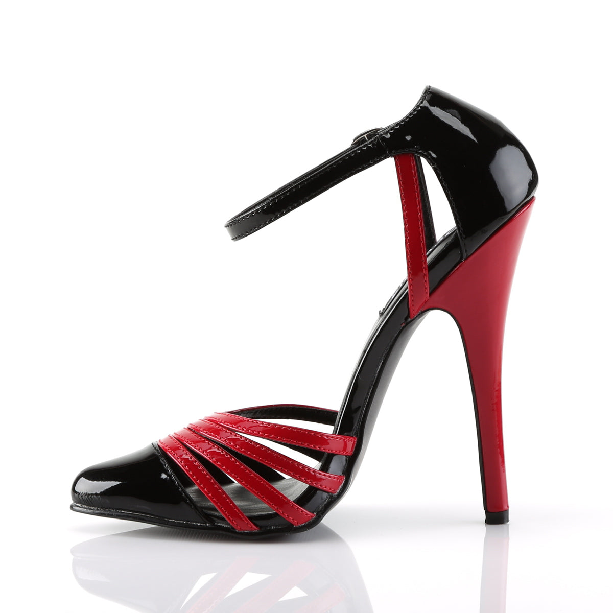 DOMINA-412 Devious Heels Black Red  Patent Single Soles [Fetish Heels]