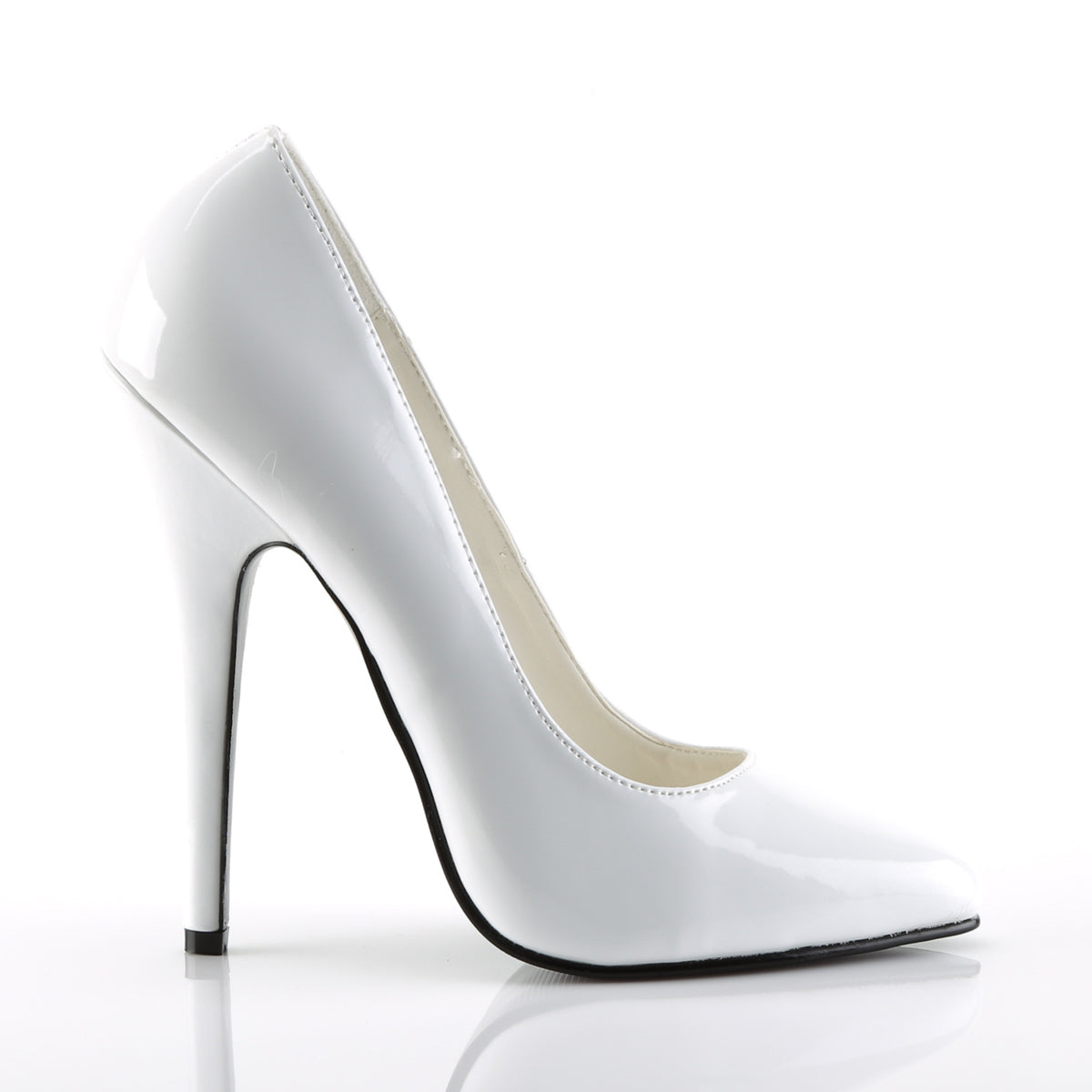 DOMINA-420 Devious Heels White Patent Single Soles [Fetish Heels]