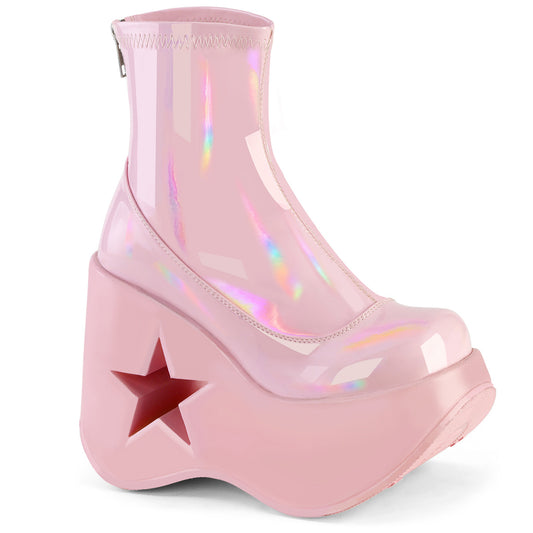 DYNAMITE-100 Alternative Footwear Demonia Women's Ankle Boots B. Pink Stretch Holo