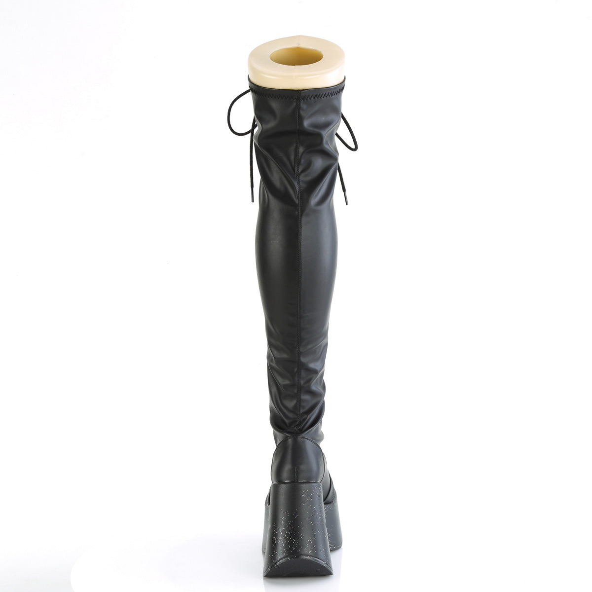 DYNAMITE-300 Demonia Black Stretch Vegan Leather Women's Over-the-Knee Boots [Demonia Cult Alternative Footwear]