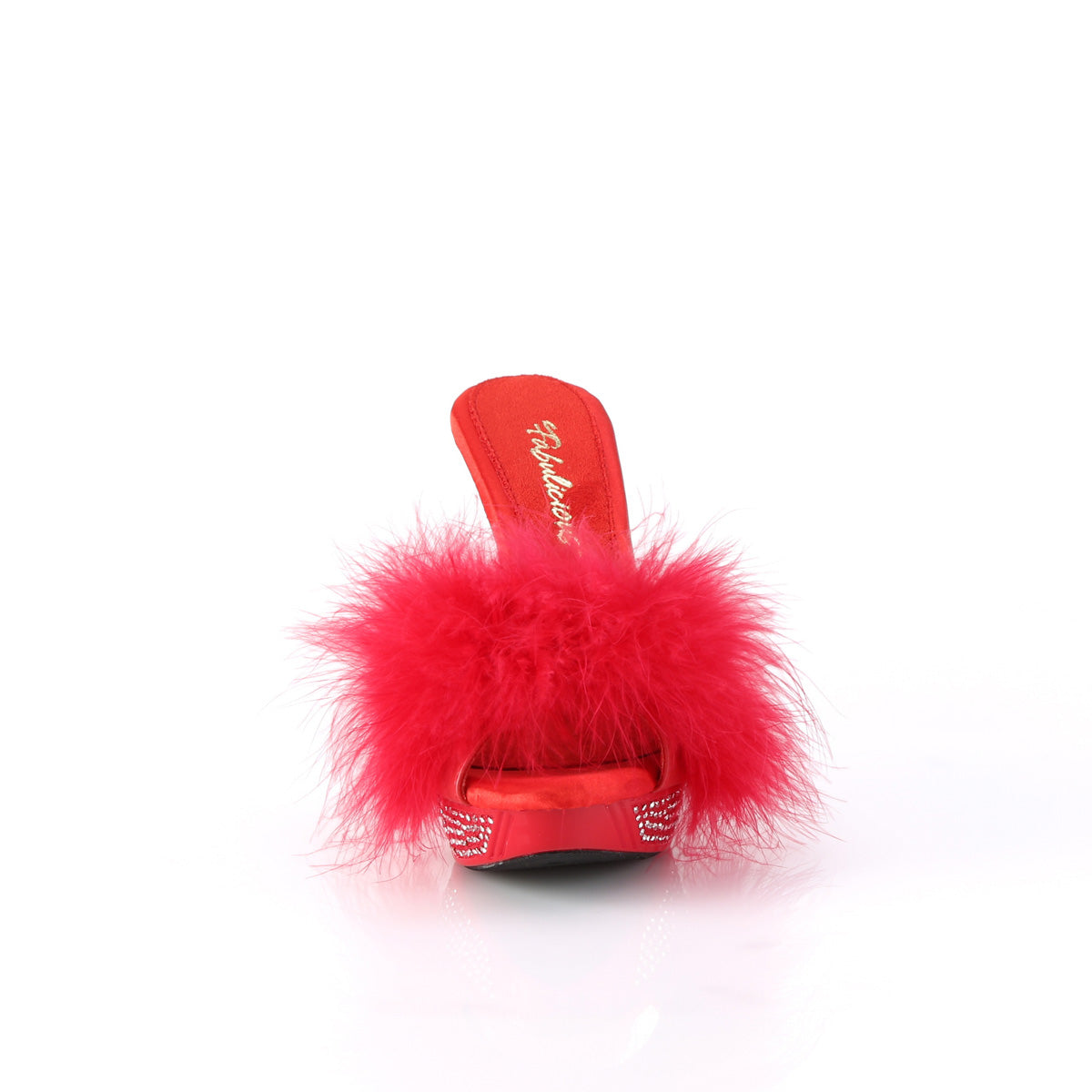 ELEGANT-401F Fabulicious Red Marabou-Faux Leather/Red Shoes [Sexy Shoes]