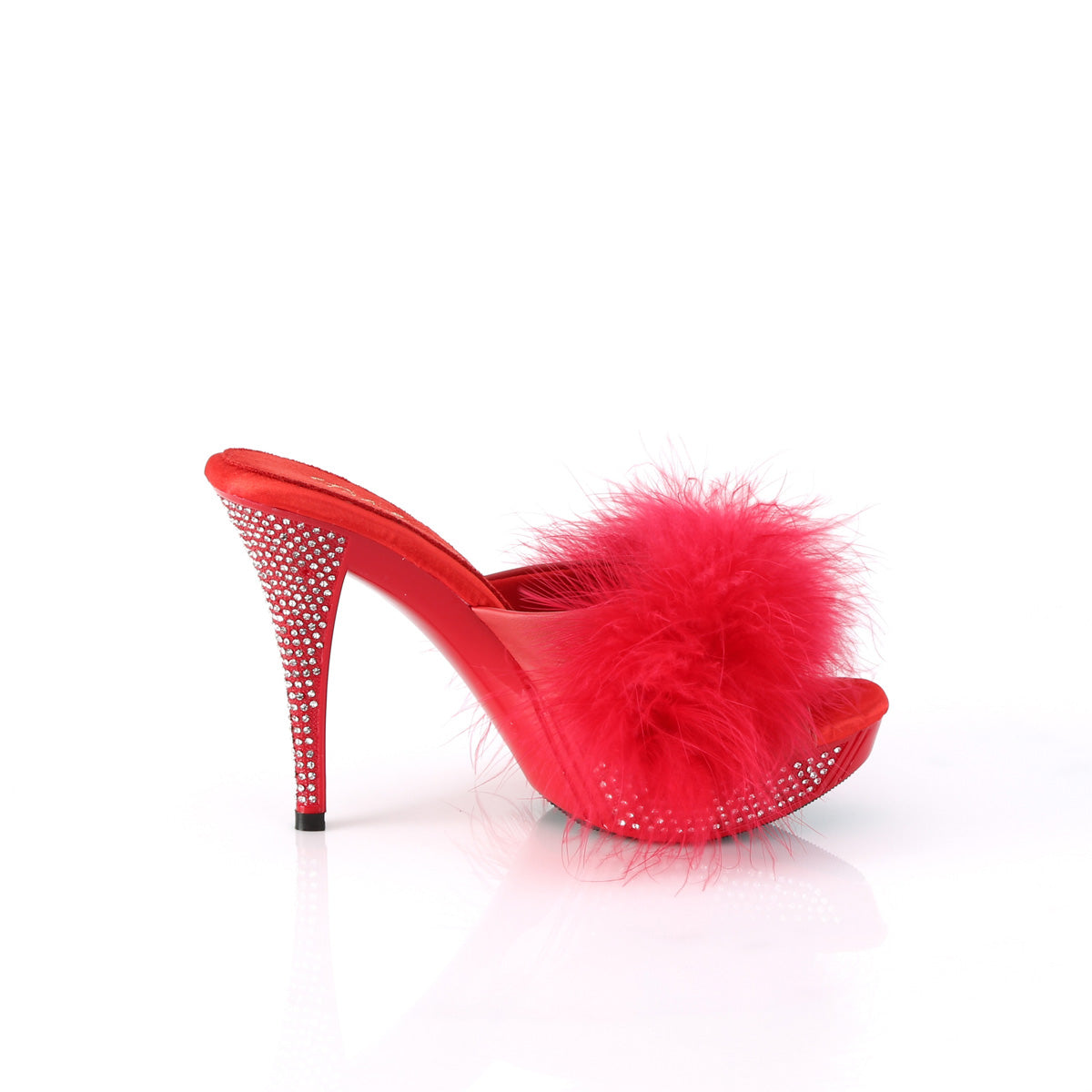 ELEGANT-401F Fabulicious Red Marabou-Faux Leather/Red Shoes [Sexy Shoes]