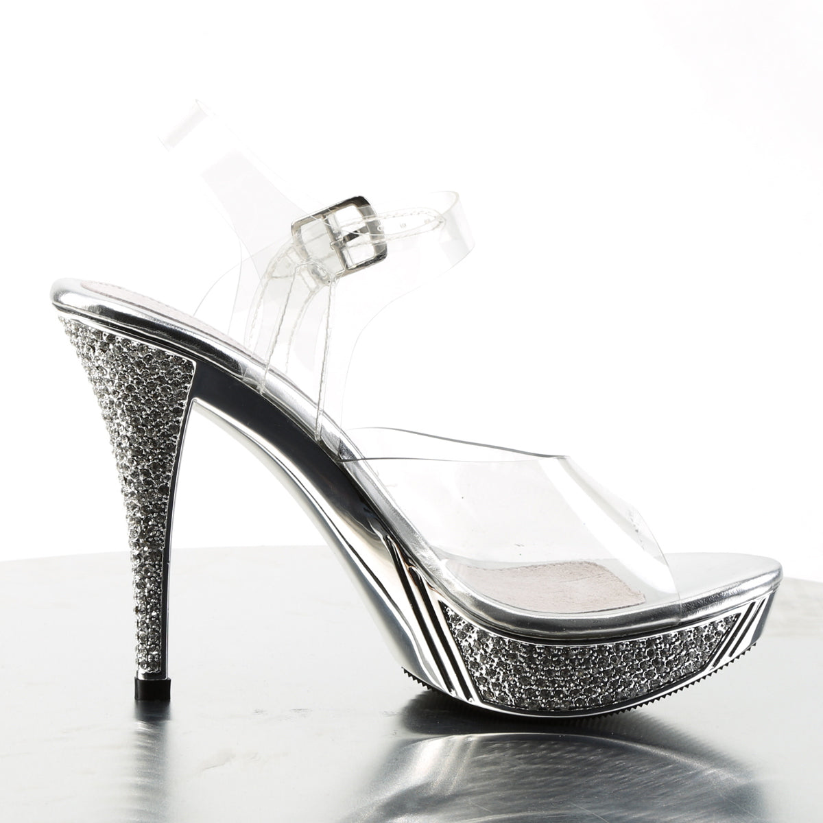 elegant 408 Sexy High Heels fabulicious shoes Clear slv chrome