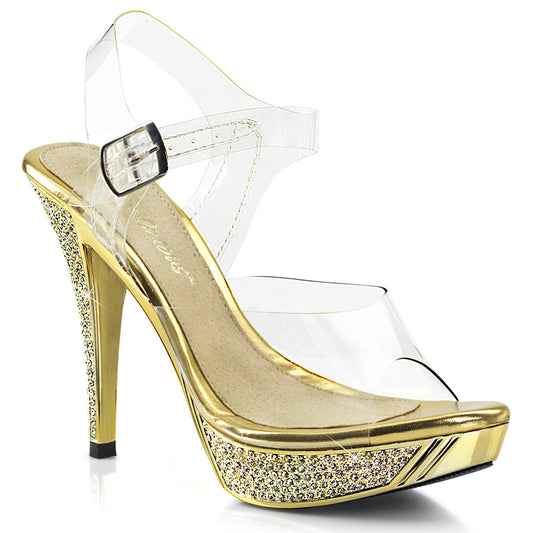 ELEGANT-408 Exotic Dancing Fabulicious Shoes Clr/Gold Chrome