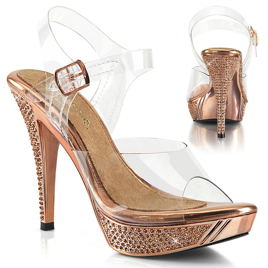 ELEGANT-408 Exotic Dancing Fabulicious Shoes Clr-Rose Gold/Rose Gold Chrome