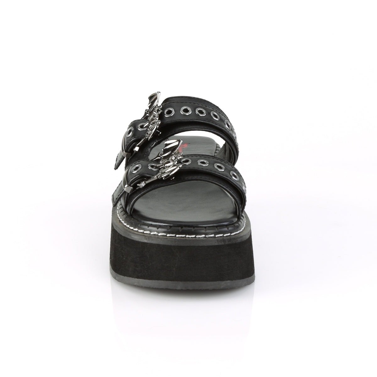 EMILY-100 Demonia Black Vegan Leather Women's Sandals [Demonia Cult Alternative Footwear]