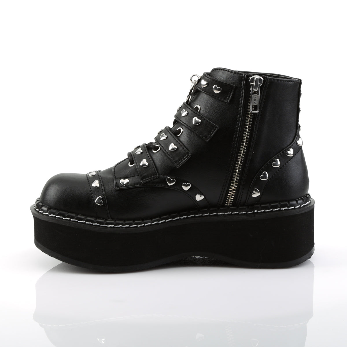 EMILY-315 Demonia Black Vegan Leather Women's Ankle Boots [Demonia Cult Alternative Footwear]