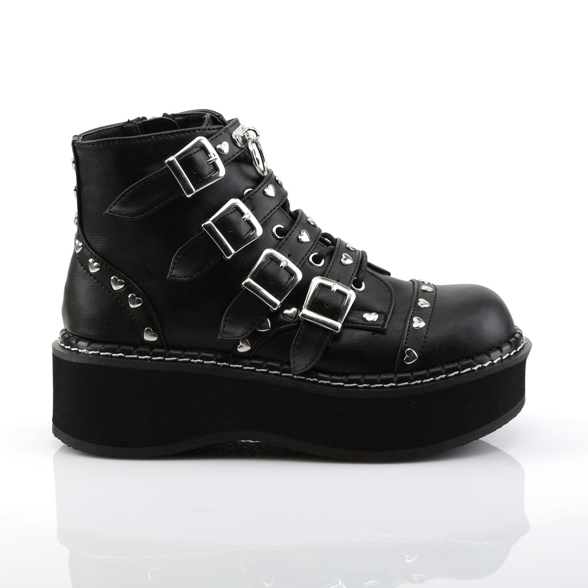 EMILY-315 Demonia Black Vegan Leather Women's Ankle Boots [Demonia Cult Alternative Footwear]