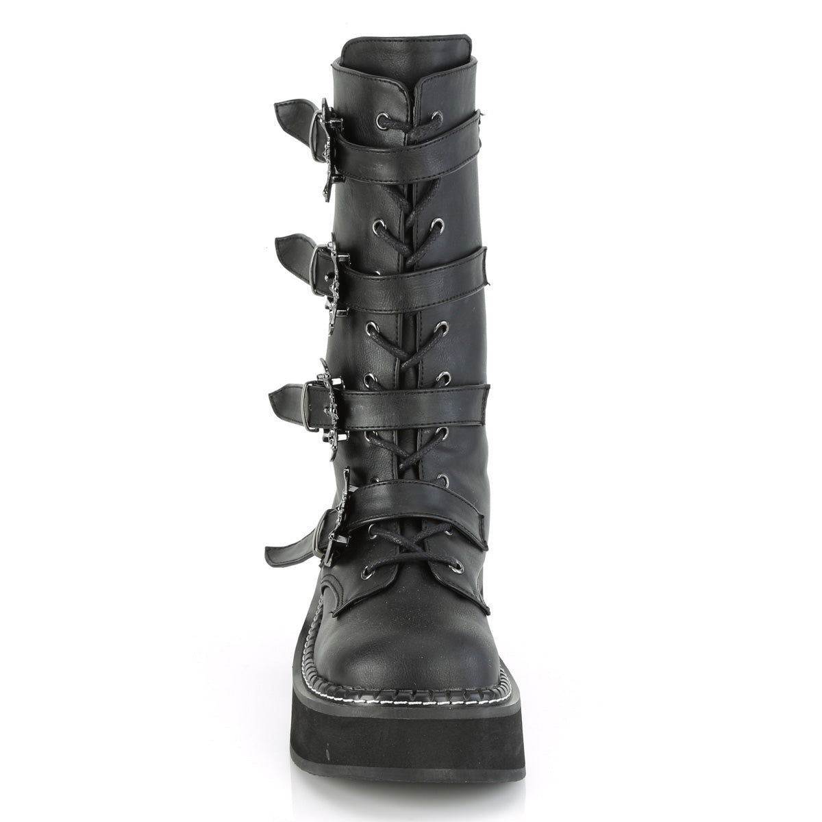 EMILY-322 Demonia Black Vegan Leather Women's Mid-Calf & Knee High Boots [Demonia Cult Alternative Footwear]