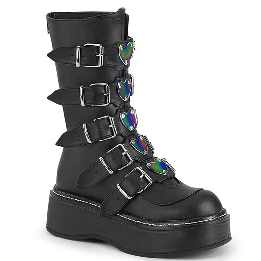 EMILY-330 Alternative Footwear Demonia Women's Mid-Calf & Knee High Boots Blk Vegan Leather