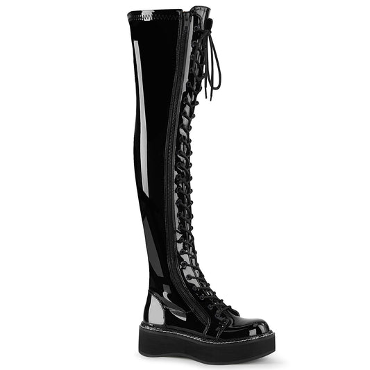 EMILY-375 Alternative Footwear Demonia Women's Over-the-Knee Boots Blk Pat