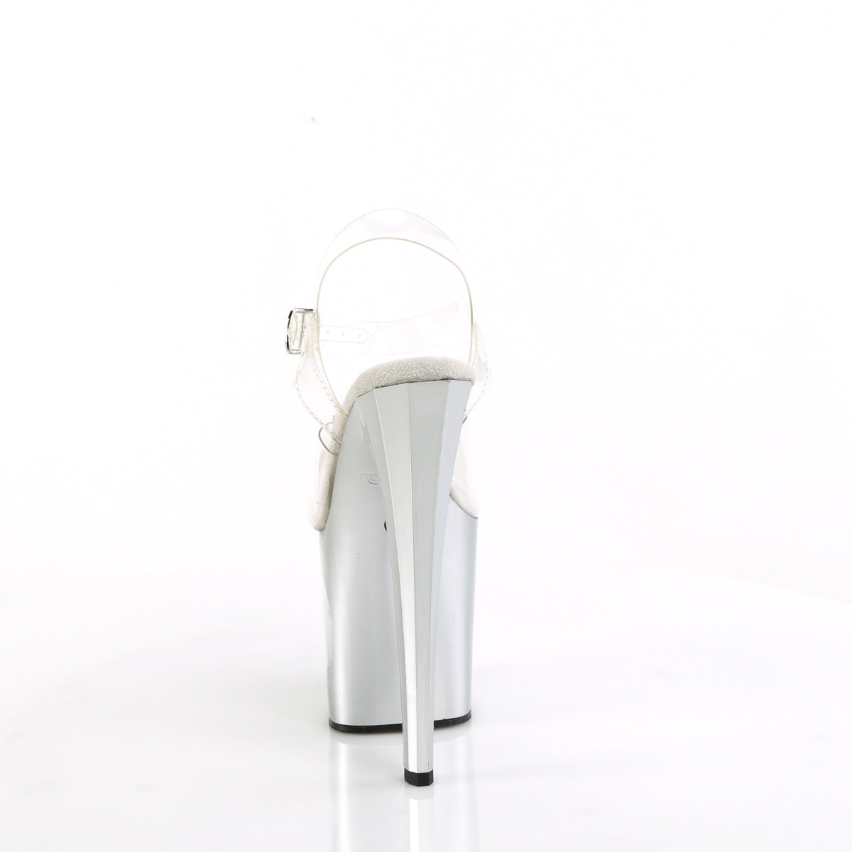 ENCHANT-708LT-CIRCLE Pleaser Clear/Silver-Silver Glitter Platform Shoes [Exotic Dancing Shoes]