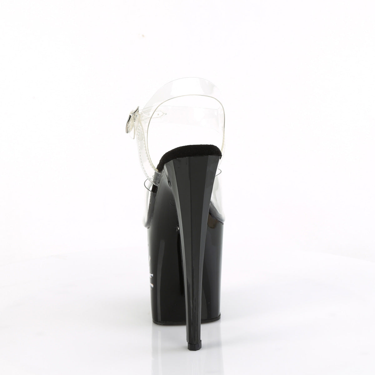 ENCHANT-708LT-PINWHE Pleaser Clear/Black-Silver Glitter Platform Shoes [Exotic Dancing Shoes]