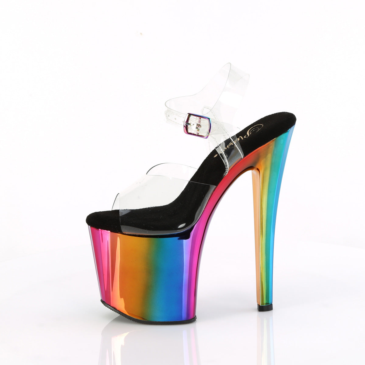 ENCHANT-708RC Pleaser Clear/Rainbow Chrome Platform Shoes [Exotic Dancing Shoes]
