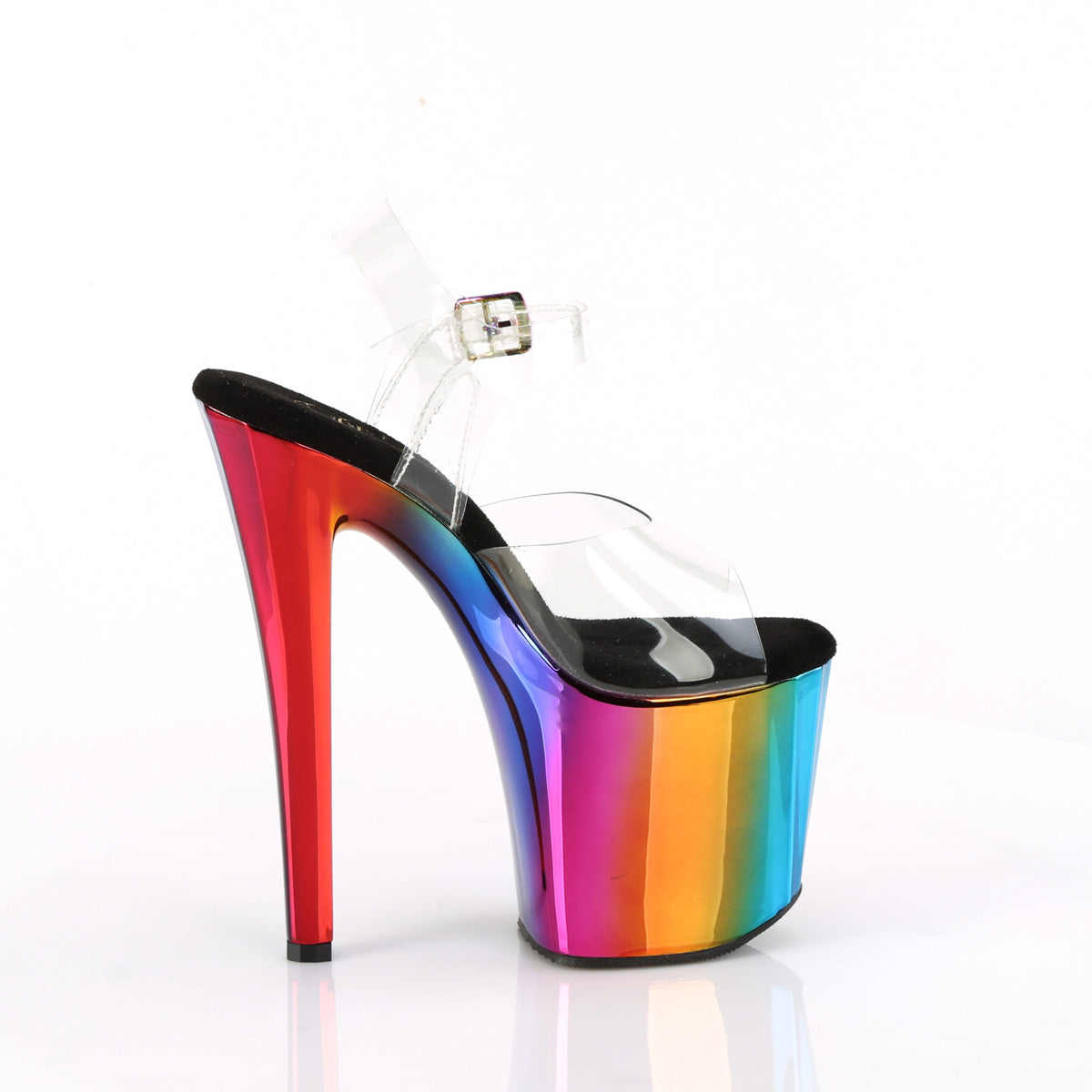 ENCHANT-708RC Pleaser Clear/Rainbow Chrome Platform Shoes [Exotic Dancing Shoes]
