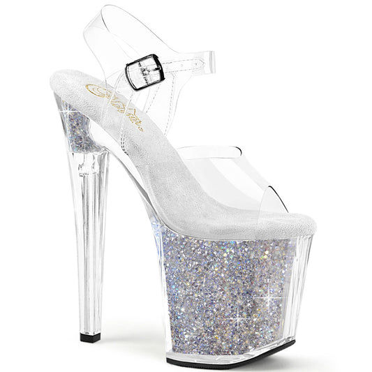 ENCHANT-708RSI Pleaser Transparent Clear-Silver AB Rhinestones Platform Shoes [Exotic Dancing Shoes]