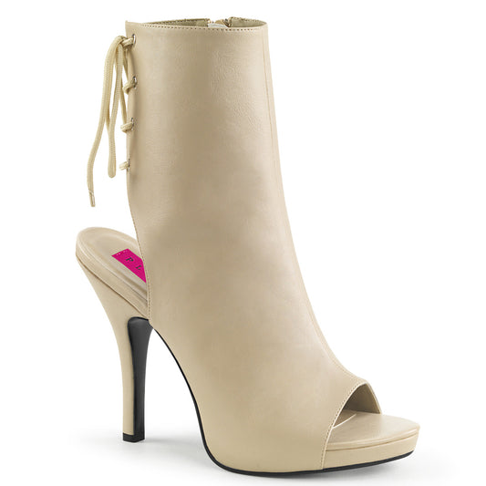 EVE-102 Large Size Ladies Shoes Pleaser Pink Label Platform Cream Faux Leather