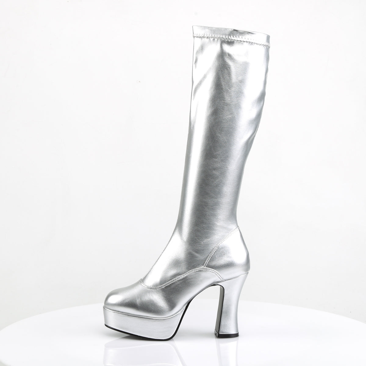 EXOTICA-2000 Funtasma Fantasy Silver Stretch Patent Women's Boots [Fancy Dress Footwear]
