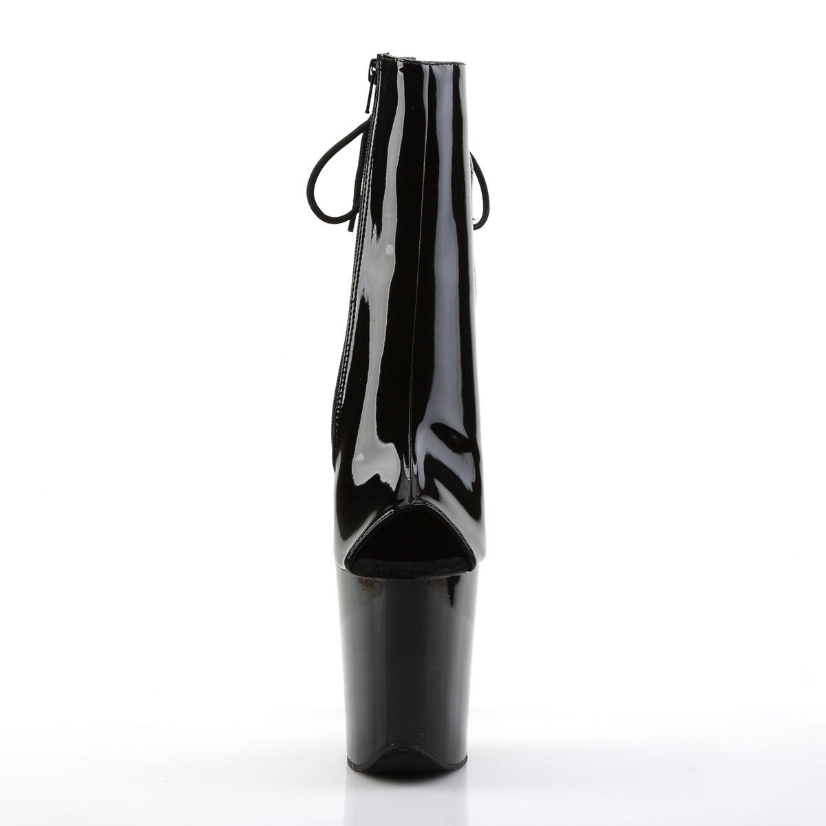 FLAMINGO-1018 Pleaser Black Patent Platform Shoes [Pole Dancing Ankle Boots]