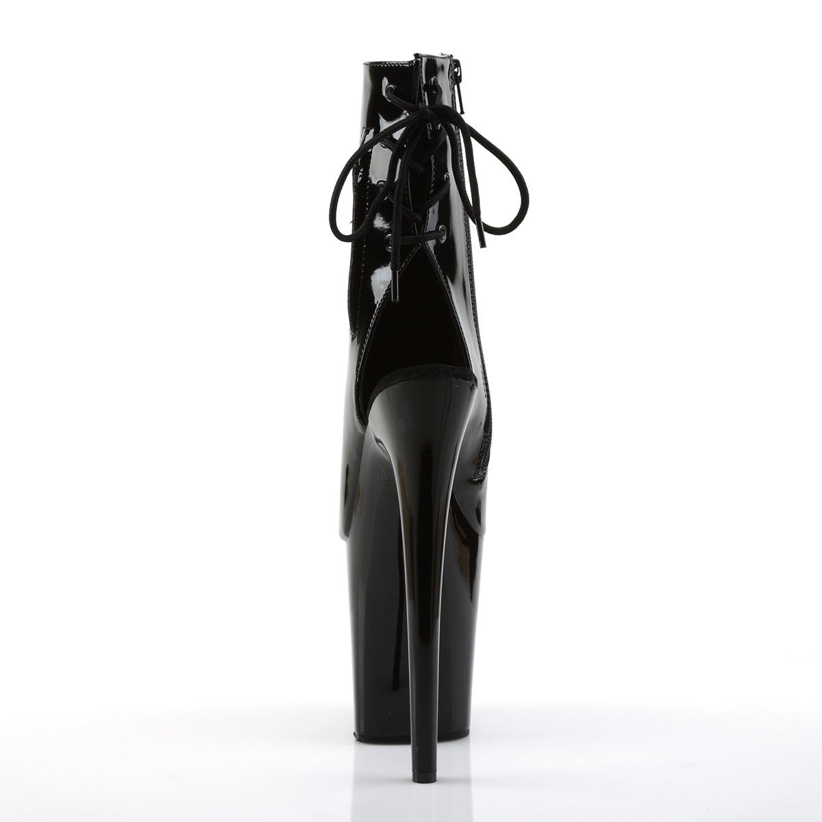FLAMINGO-1018 Pleaser Black Patent Platform Shoes [Pole Dancing Ankle Boots]