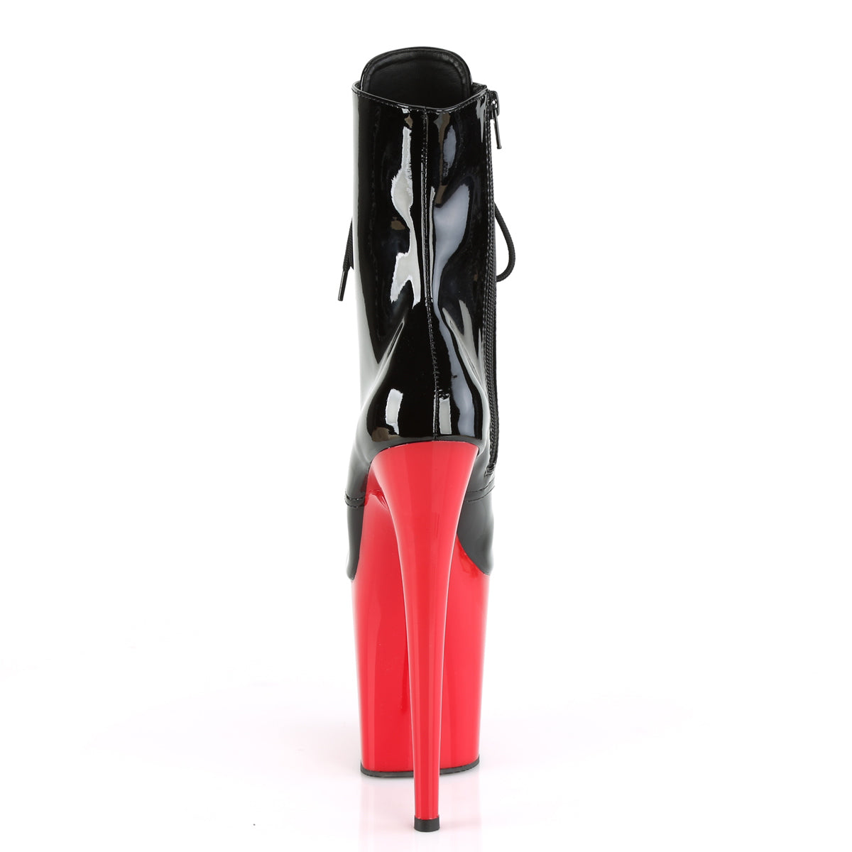 FLAMINGO-1020 Pleaser Black Patent/Red Platform Shoes [Pole Dancing Ankle Boots]