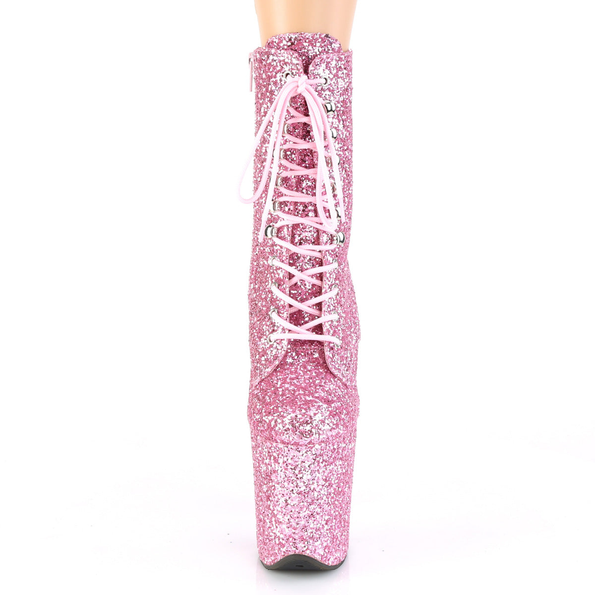 FLAMINGO-1020GWR Pleaser B Pink Glitter/B Pink Glitter Platform Shoes [Pole Dancing Ankle Boots]