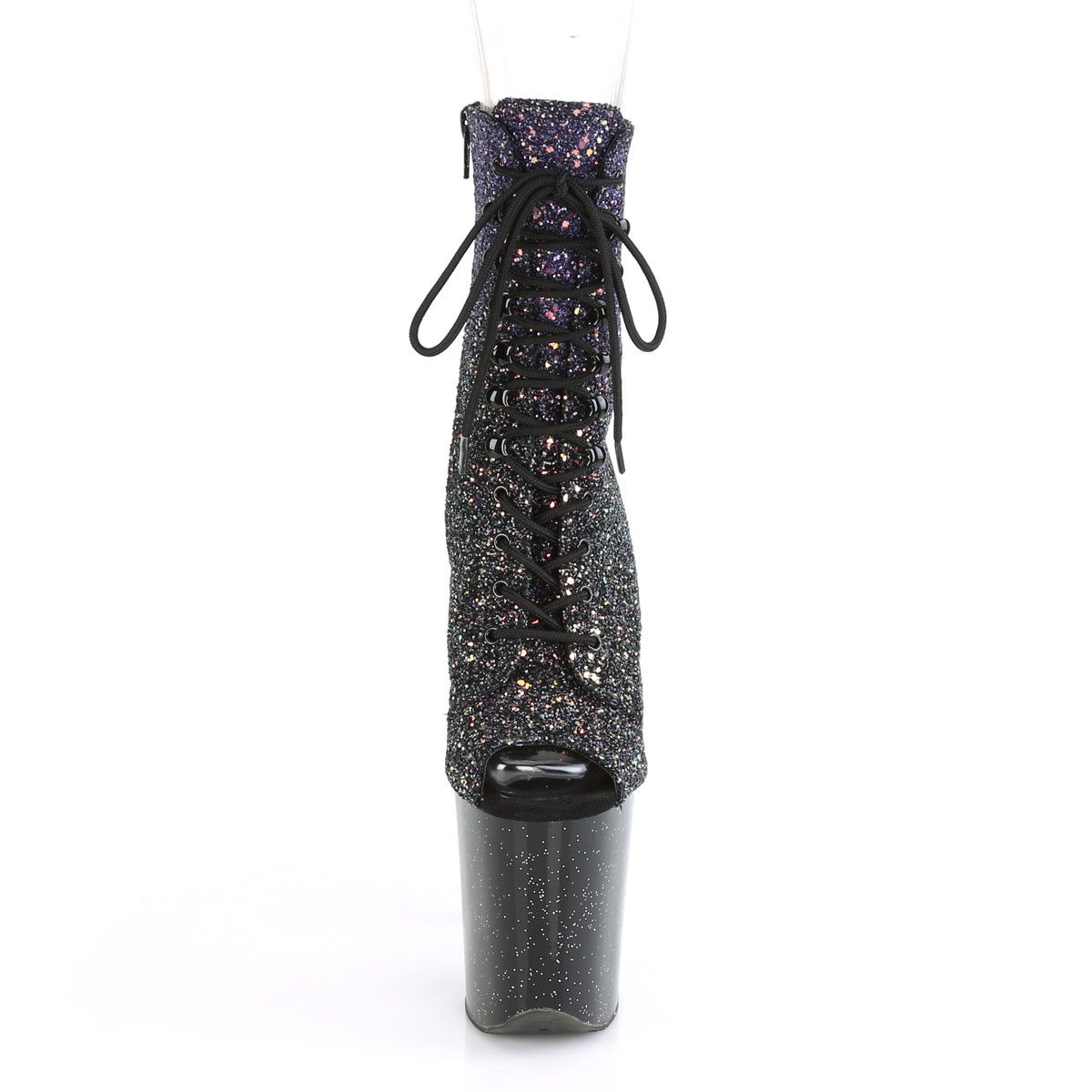 FLAMINGO-1021OMBG Pleaser Purple Multi Glitter/Black Platform Shoes [Pole Dancing Ankle Boots]
