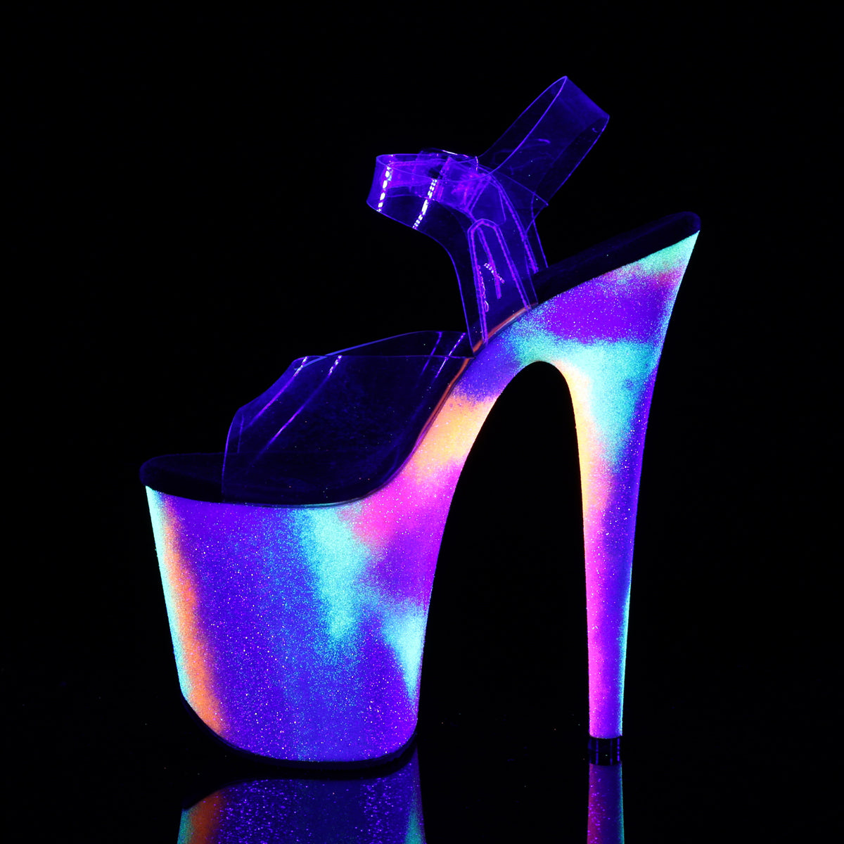 FLAMINGO-808GXY Pleaser Clear/Neon Glitter Platform Shoes [Exotic Dancing Shoes]