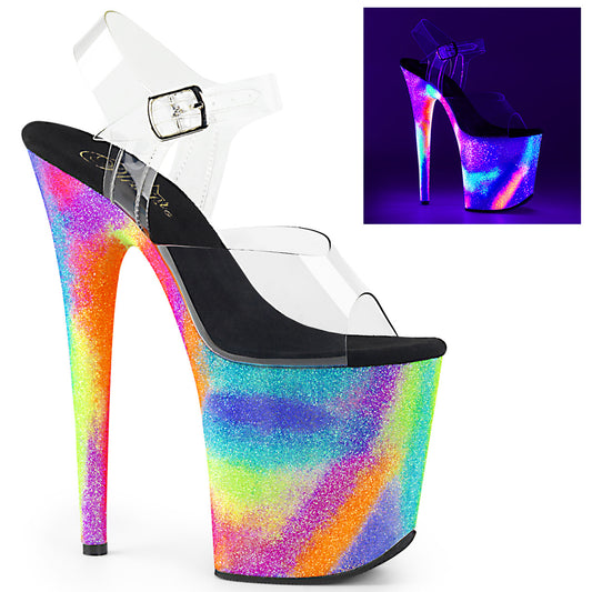 FLAMINGO-808GXY Strippers Heels Pleaser Platforms (Exotic Dancing) Clr/Neon Glitter
