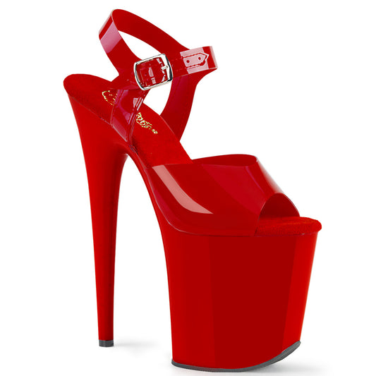 FLAMINGO-808N Strippers Heels Pleaser Platforms (Exotic Dancing) Red (Jelly-Like) TPU/Red