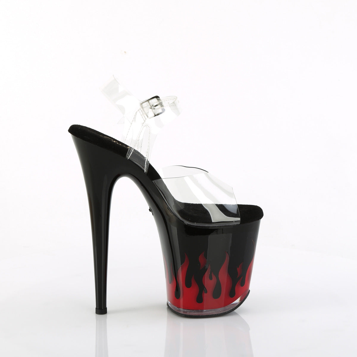 FLAMINGO-808NLFL Pleaser Clear/Black-Red Platform Shoes [Exotic Dancing Shoes]