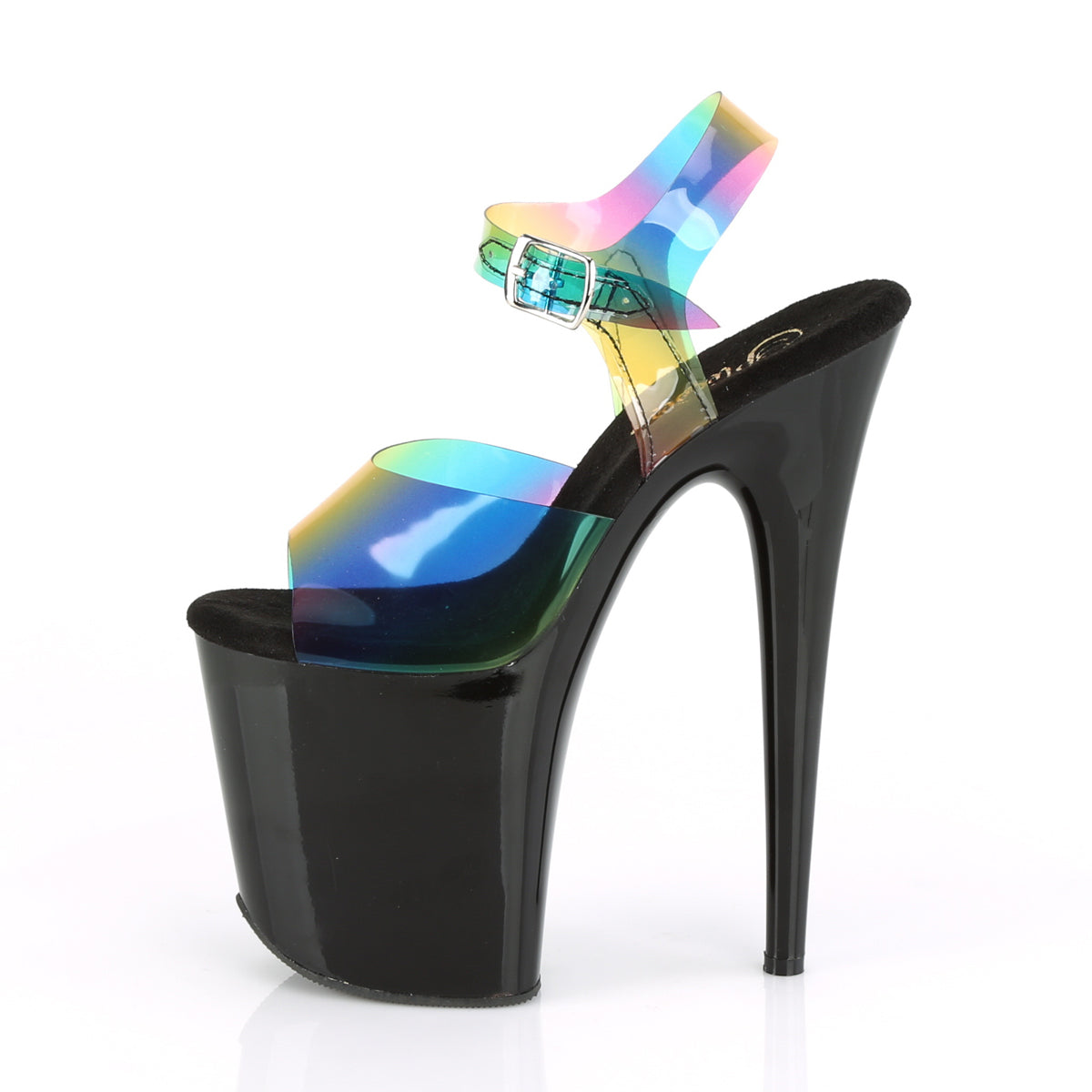 FLAMINGO-808RB Pleaser Rainbow PVC/Black Platform Shoes [Exotic Dancing Shoes]