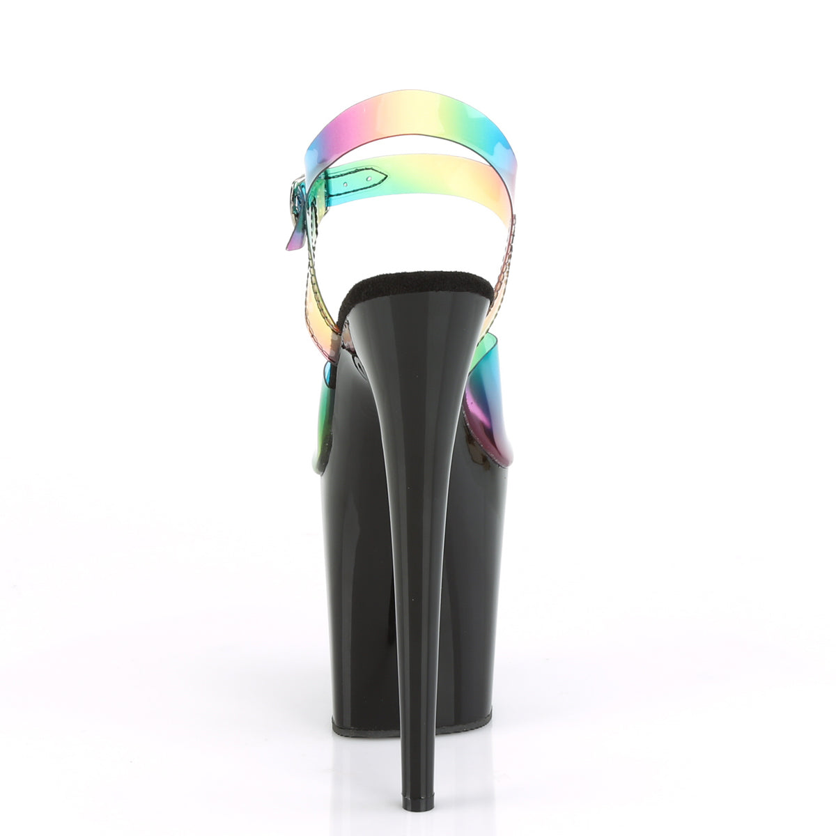 FLAMINGO-808RB Pleaser Rainbow PVC/Black Platform Shoes [Exotic Dancing Shoes]